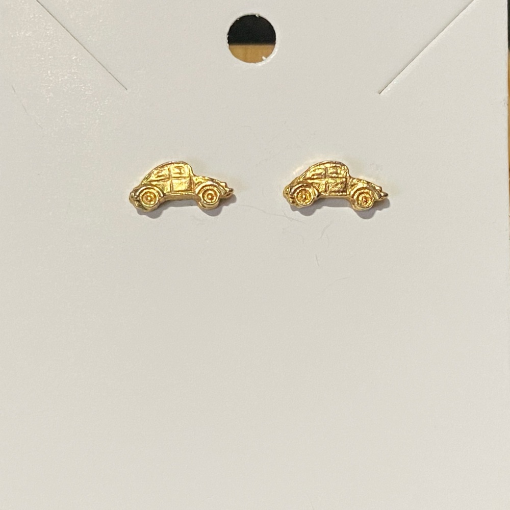 Vintage Gold Plated Toy Car Christmas Stud Earrings